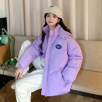 Moda Gros Haine Toamna Iarna Femei Culori Solide Stand Guler Cu Fermoar Stil Parka Coreeană Fată Dulce Chic Cald Outwears