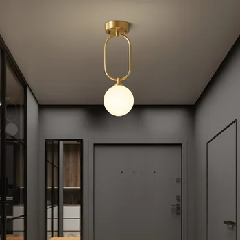 Modern Aur Nordic CONDUS de Cupru Lumini Plafon de Sticla Pentru Living Coridor Candelabru Acasă Lampă Agățat Bara Decor Simplu