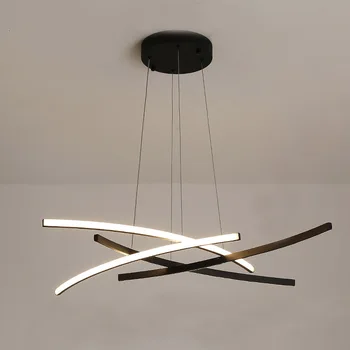 Modern Minimalist Negru Candelabru de Iluminat Sala de Striptease Lampa Pentru Sufragerie, Camera de zi LED Candelabre de Interior, Corpuri de iluminat