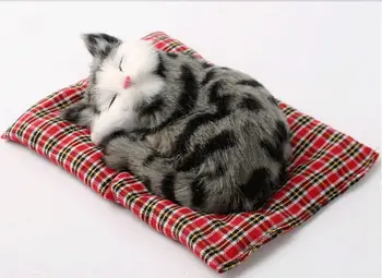 noua simulare dungă gri pisica model de jucărie polietilenă & blănuri de pisică drăguț pe o saltea cadou despre 20x15cm 0689