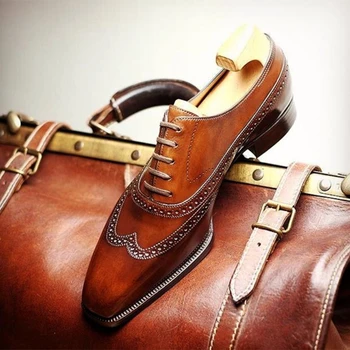 Oamenii Oxfords Pantofi Maro Negru Dantelă-up Rotund Toe Pantofi de Nunta pentru Bărbați Livrare Gratuita Rochie Manual Pantofi pentru Bărbați