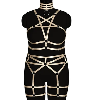Pentagrama Topuri cu Guler Accesorii Plus Dimensiune Pieptoase Lenjerie de corp pentru Femei Robie Ham Complet Centura Cușcă Sutien Goth Exotice Jartiere