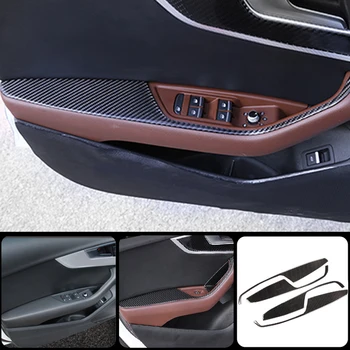Pentru Audi A4L A4 B9 2017 2018 Fibra de Carbon Auto-Styling Mânerul Ușii Cotiera Panoul de Fereastra Ridicați Capacul Autocolant