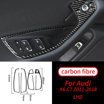 Pentru Audi A6 C7 2011-2018 4buc Real Fibra de Carbon Geam Ridicați Panoul de Comutare Decorare Autocolant Capacul Ornamental Accesorii Auto