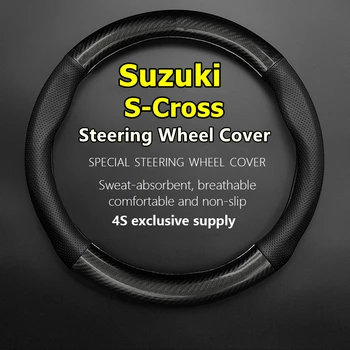 Pentru Suzuki S-Cross Capac Volan De Piele Din Fibra De Carbon S Cross SCross 2015 2016 2017 2018 2019 2020 2021