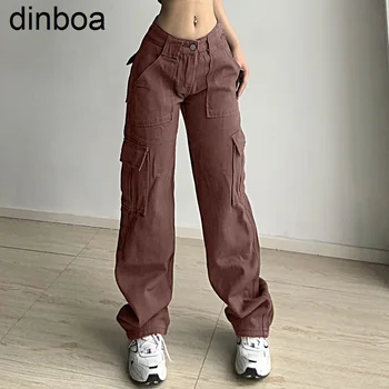 Primavara Toamna Y2k Pantaloni pentru Femei Culoare Solidă Buzunar Cusut Liber Casual Moda Pantaloni Femei Vintage Streetwear