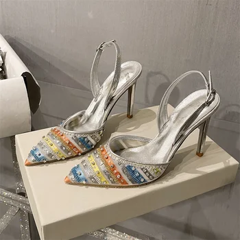 Primăvara și vara noi de cristal stilet ascuțit de mireasa pantofi de nunta stras banchet rochie de dimensiuni mici toate-meci de pantofi pentru femei