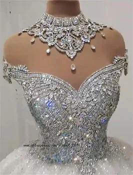 Printesa Pufos de Lux Rochie de Mireasa Mireasa Rochii de Mireasa Plus Dimensiune Tul Cristal de Diamant cu Margele 2022Custom Făcut