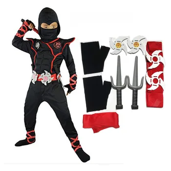 Purim Copii Costum Ninja Cosplay Băieți Fete Petrecere Rochie Fancy Pumnal, Cuțit Darts Carnaval Spadasin Warr Costum