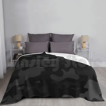 Pătură Camuflaj De Model Cool Armata Miezul Nopții Camo Print Gri & Negru Culoare Pentru Iubitorii De Forțele Armate