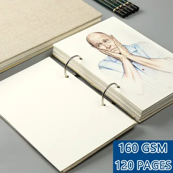 Retro Spirală Schite Lenjerie de pat Hardcover 120 de Pagini 160GSM Reîncărcabile Notebook pentru Arta Drwaing Papetărie, Rechizite Școlare Noi