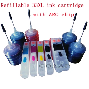 Reîncărcabile 33XL cartuș de cerneală kit + 150ml cerneală pentru EPSON XP-530 XP-830 XP-540 XP-900 XP-630 XP-640 XP-635 XP-645 Printer