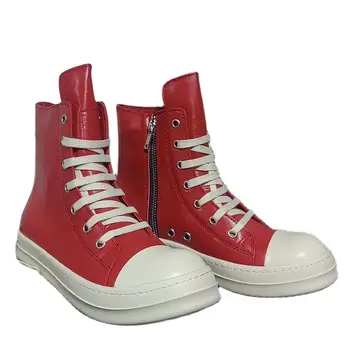 Ric RO High Street Owens Pantofi pentru Bărbați de la Red High-top Casual Femei Adidași Y2K Moda cu talpi Groase pentru Femei Pantofi de Sport