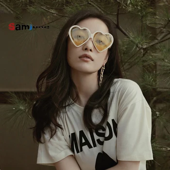 Samjune Drăguț Epocă ochelari de Soare Femei Inima Ochelari de Soare pentru Femei Brand Designer de Ochelari Colorate pentru Femei Oculos de sol feminino