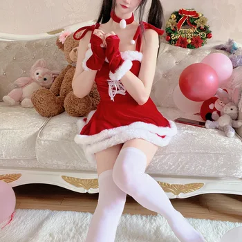 Sexy Lolita Tinuta de Craciun Cosplay Costum pentru Femei Moș Crăciun Roșu Dulce Kawaii Haine de Petrecere Performanta de Anul Nou de Vacanță