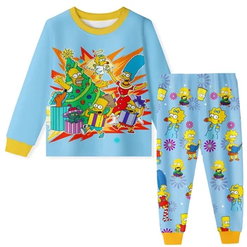 Simpsonsing-iubitul Pajmas Anime Toamna din Bumbac pentru Copii Pijamale Pentru Baieti si Fete Seturi de Copii de Acasă Purta Călătorie Casual Pijamale Costum