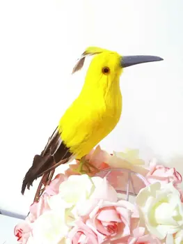 simulare creatoare pasăre galbenă model de jucărie spuma si pene de pasăre papusa cadou de 30cm 2870