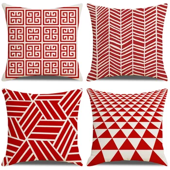 Stil scandinav simplu dungi roșii geometrice față de pernă față de pernă față de pernă canapea de birou înapoi pernele de acoperire