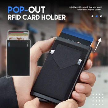 Subțire de Aluminiu Portofel cu Elasticitate Spate Husă de IDENTITATE al Titularului Cardului de Credit Mini RFID Portofel Automată Pop-Up Card Bancar Caz