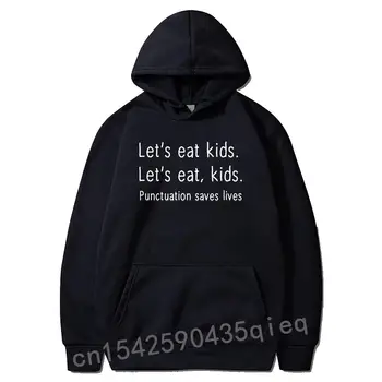 Să Mâncăm Copii De Punctuație Salvează Vieți Amuzant Hanorace Bluze & Hoodie Mai Noi Cosie Maneca Lunga Student Hoodie Confortabil