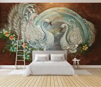 tapet de lux personalizate de îmbunătățire acasă Relief swan flori living picturi murale TV fondul murale 3d tapet