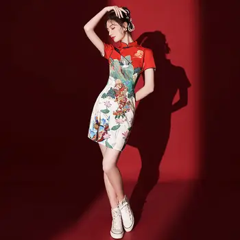 Vara retro modificat cheongsam fete de moda rochie scurtă women ' s wear
