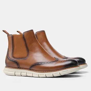 Yomior 2021 Primăvară De Lux De Designer De Epocă Pentru Bărbați Pantofi Handmade Din Piele Adevărată Britanic Glezna Cizme A Subliniat Toe Bocanc Chelsea Cizme